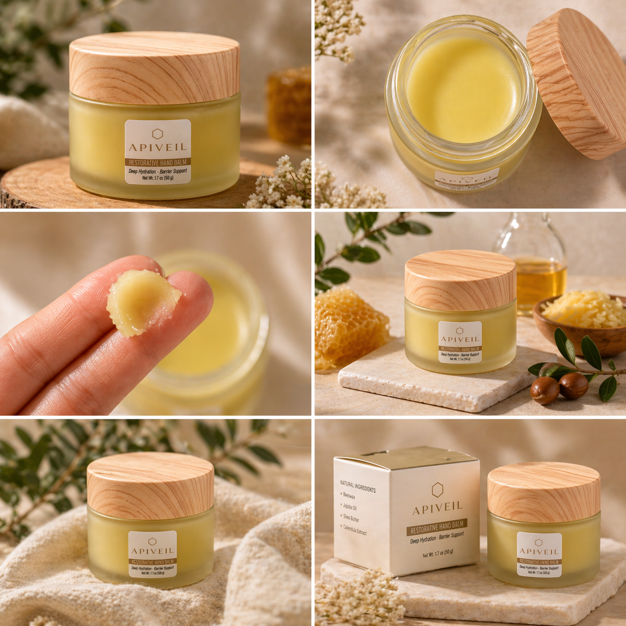 Restorative Hand Balm for Dry Hands | Natural Moisturizing Hand Balm | APIVEIL 1.7 oz