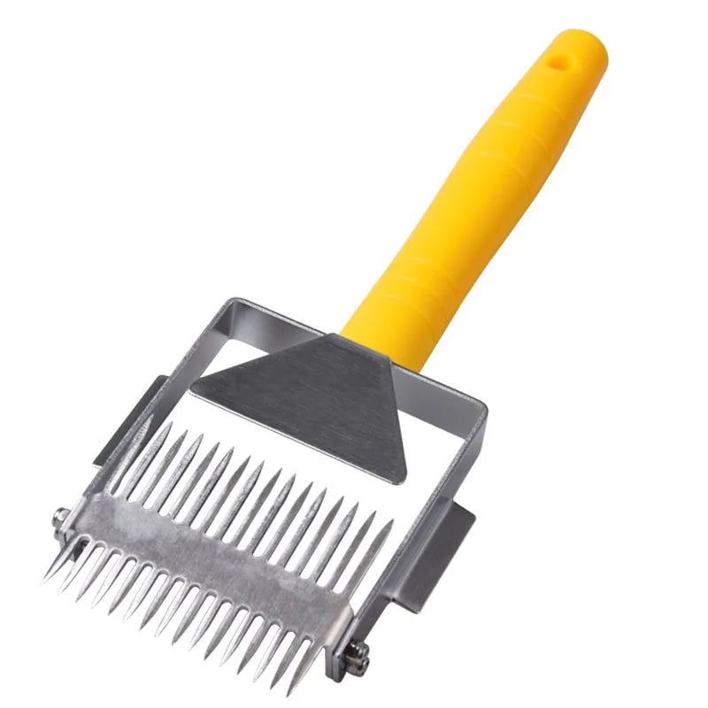 Uncapping Fork with Yellow Plastic Handle